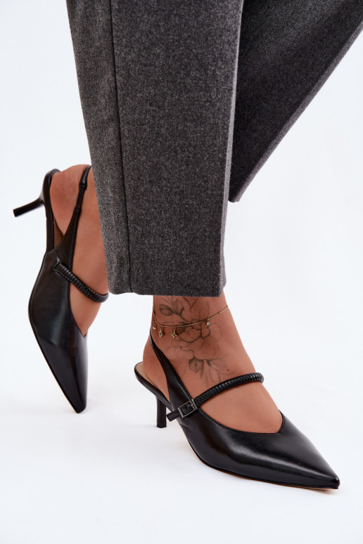 Zwarte hoge hakken sandalen met bandjes D&A