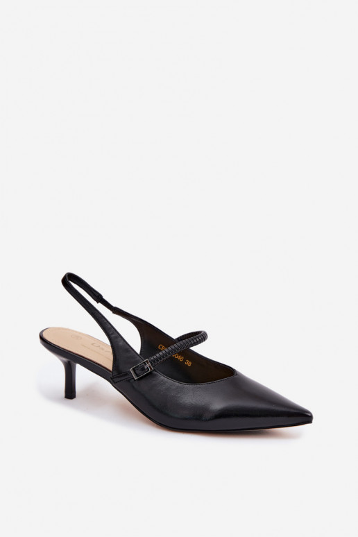 Haut Schuhe Sandalen mit hohen Absätzen mit Riemen D&A CR61-3046 schZuarze Farbe