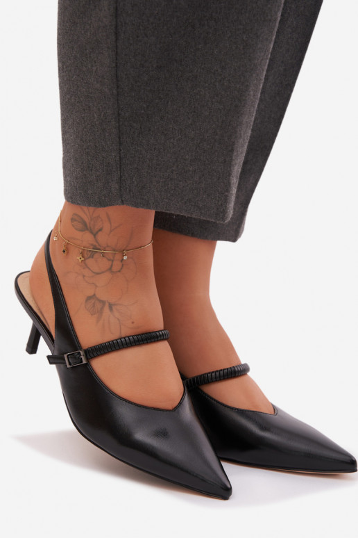 Zwarte hoge hakken sandalen met bandjes D&A