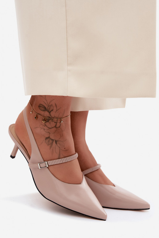 Leer Schoenen Sandalen met hoge hak met riemen D&A CR61-3046 beige