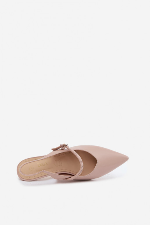 Zandkleurige hoge hakken sandalen met bandjes D&A