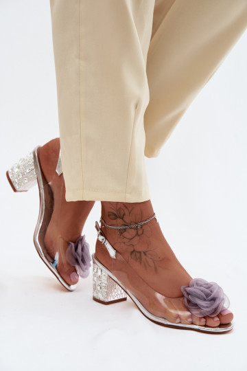 sandalen Perregimi met hakken met glanzende gaten SiateczkoIna rozea D&A MR61-9011 zilvere kleur