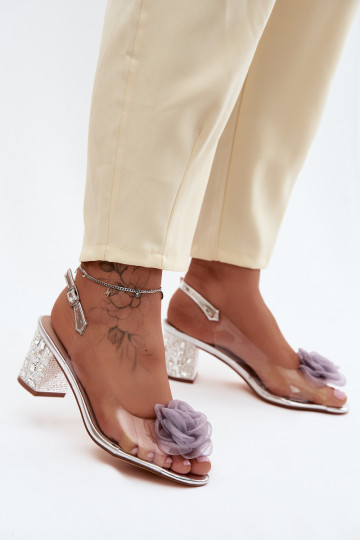 sandalen Perregimi met hakken met glanzende gaten SiateczkoIna rozea D&A MR61-9011 zilvere kleur 2