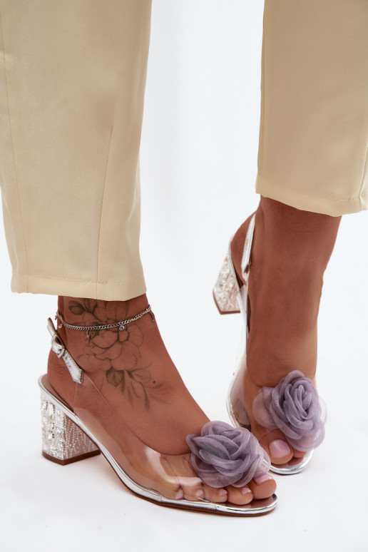 sandalen Perregimi met hakken met glanzende gaten SiateczkoIna rozea D&A MR61-9011 zilvere kleur