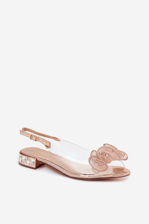 Damen transparente Sandalen mit funkelnden Steinen D&A MR61-9002 roségold
