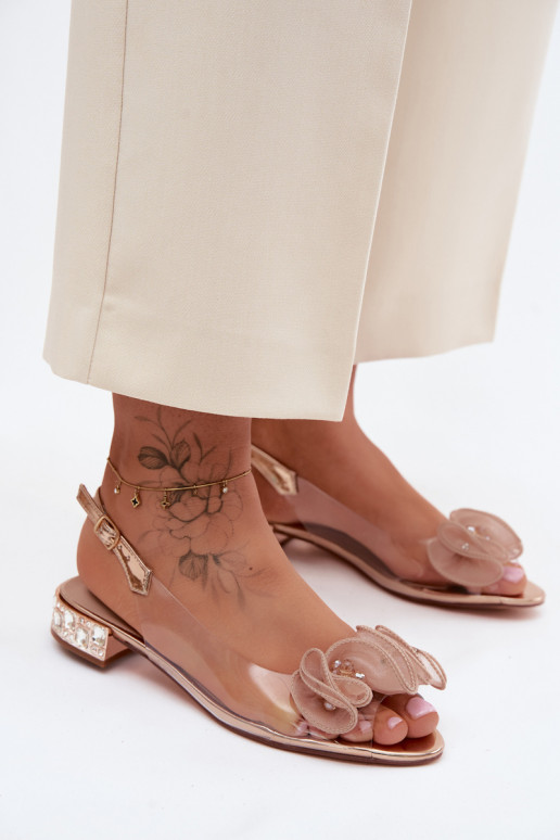 Dames transparante sandalen met sprankelende steentjes D&A MR61-9002 roségoud