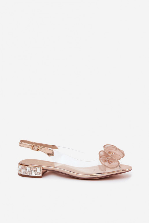 Sandales transparentes pour femmes avec gemmes brillantes D&A MR61-9002 or rose