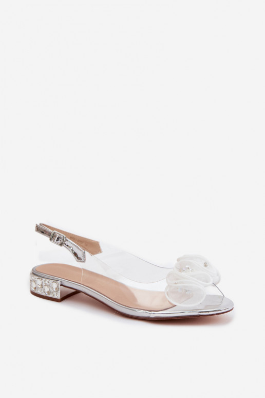 Sandales pour femmes Voir à travers aux yeux brillants D&A MR61-9002 couleur argent