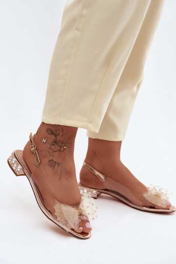 Sandales transparentes pour femmes avec nœuds D&A MR61-9001 or rose