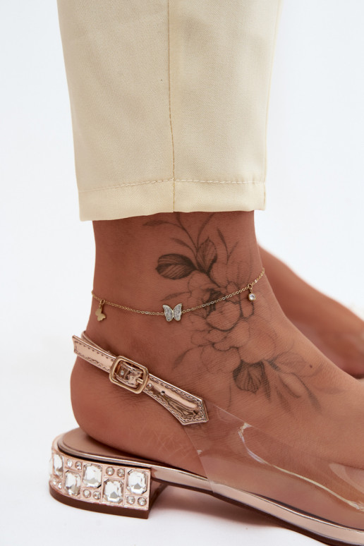 Dames transparante sandalen met strikken D&A MR61-9001 roségoud