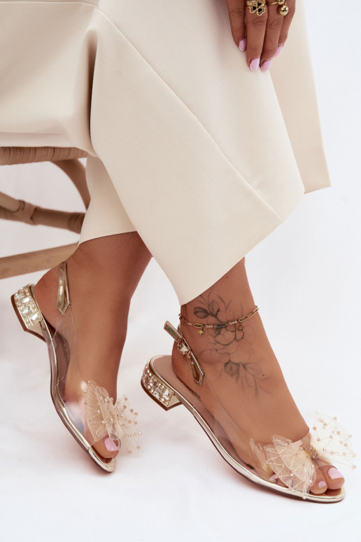 Dames sandalen Perregimi met linten D&A MR61-9001 gouden kleur