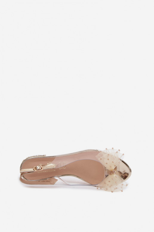 Dames transparante sandalen met strikken D&A MR61-9001 goud