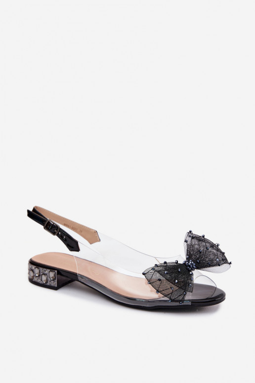 Dames transparante sandalen met strikken D&A MR61-9001 zwart