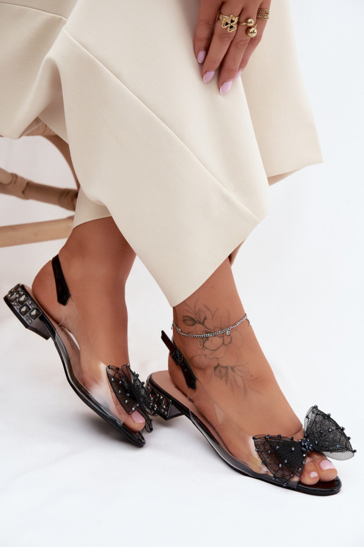 Sandales transparentes pour femmes avec nœuds D&A MR61-9001 noir
