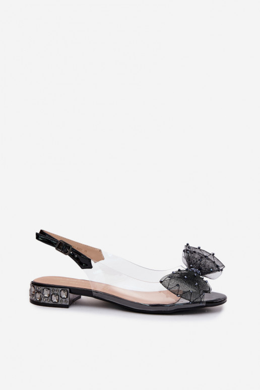 Damen transparente Sandalen mit Schleifen D&A MR61-9001 schwarz