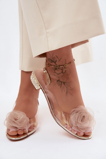 Damen transparente Sandalen mit Rosen D&A MR61-9003 gold 2