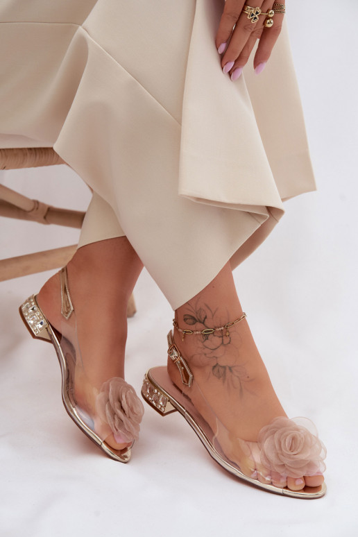 Sandales transparentes pour femmes avec rose D&A MR61-9003 or