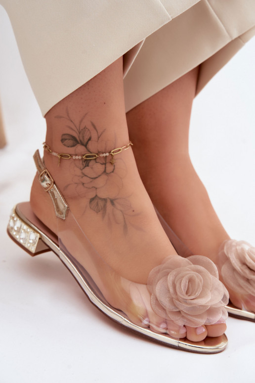 Sandales transparentes pour femmes avec rose D&A MR61-9003 or