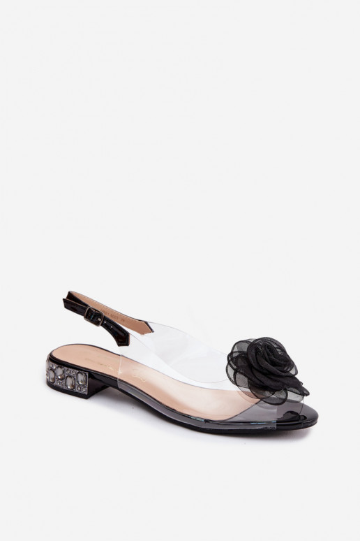 Dames transparante sandalen met rozen D&A MR61-9003 zwart
