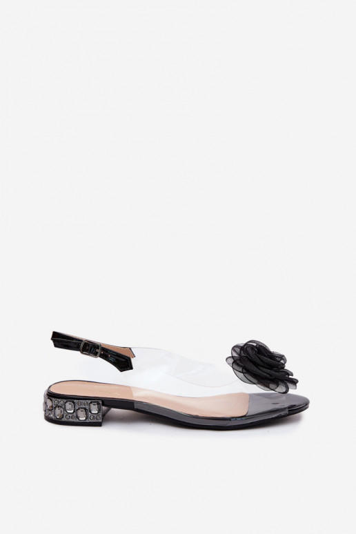 Sandales transparentes pour femmes avec rose D&A MR61-9003 noir