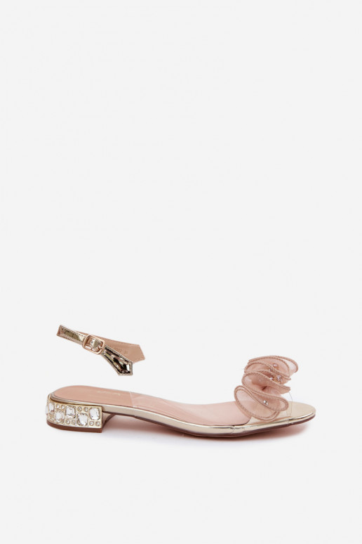 Dames transparante sandalen met sprankelende steentjes D&A MR61-9002 goud