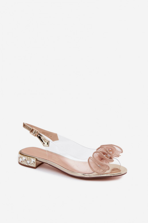 Damensandalen Durchschauen mit leuchtenden Augen D&A MR61-9002 goldene Farbe