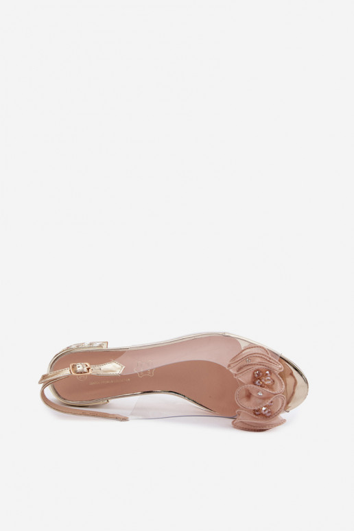 Dames sandalen Perregimi met glanzende gaten D&A MR61-9002 gouden kleur