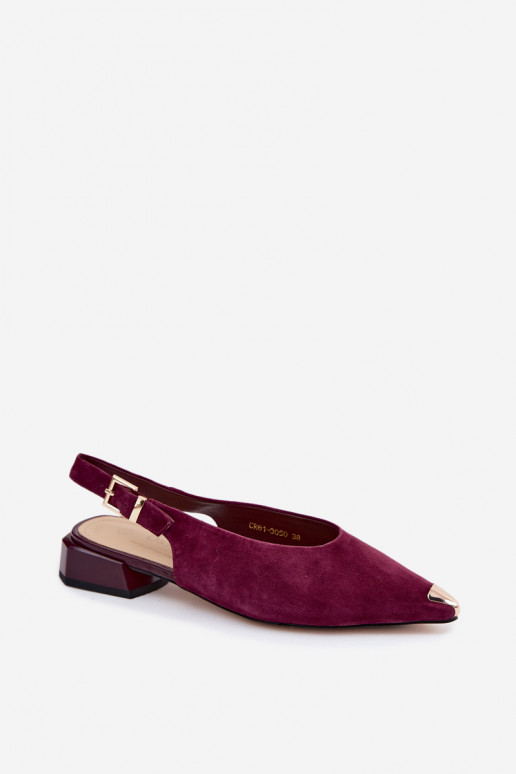 Dames suède sandalen op lage hakken D&A CR61-3050 bordeaux