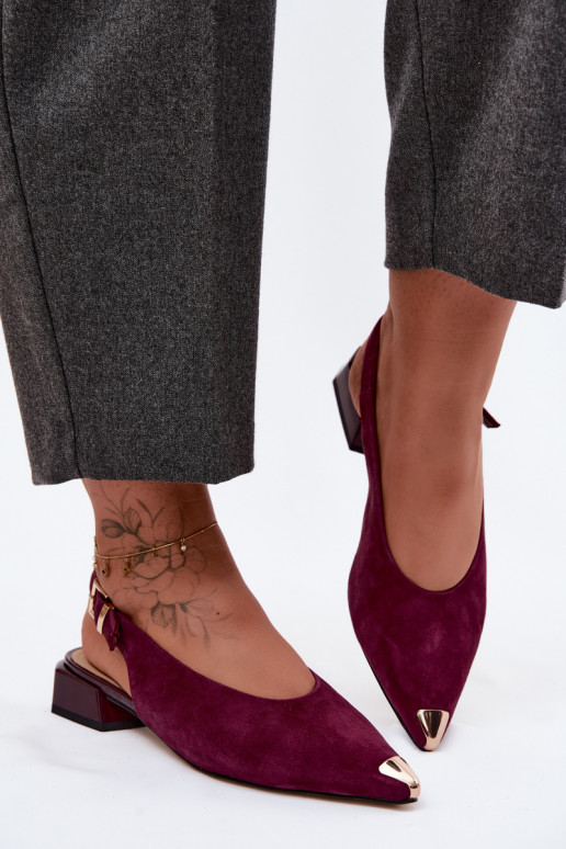 Leer Suède damessandalen Op een lage hak D&A CR61-3050 bordeaux