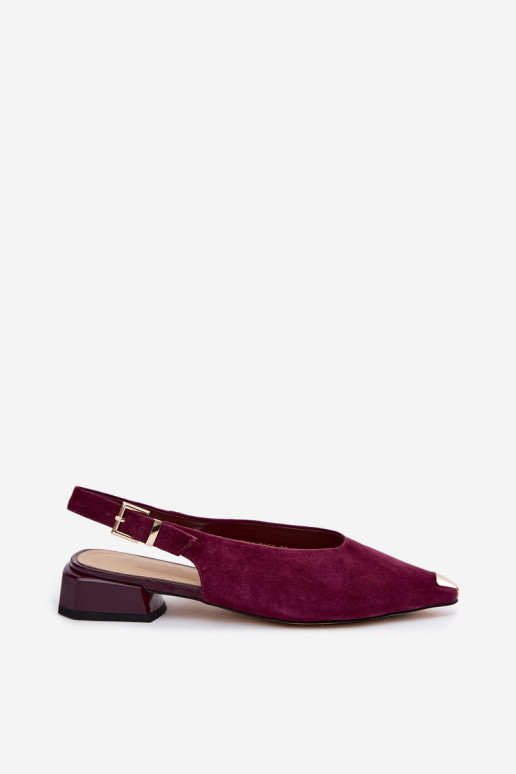 Damen Wildleder-Sandalen auf niedrigem Absatz D&A CR61-3050 burgunder
