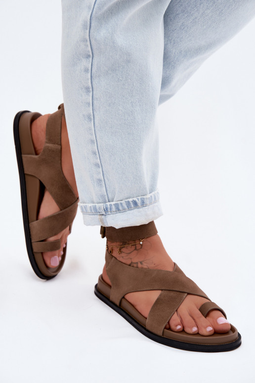 Sandales platesActivéturalnego en daimu D&A CR61-3049 beige