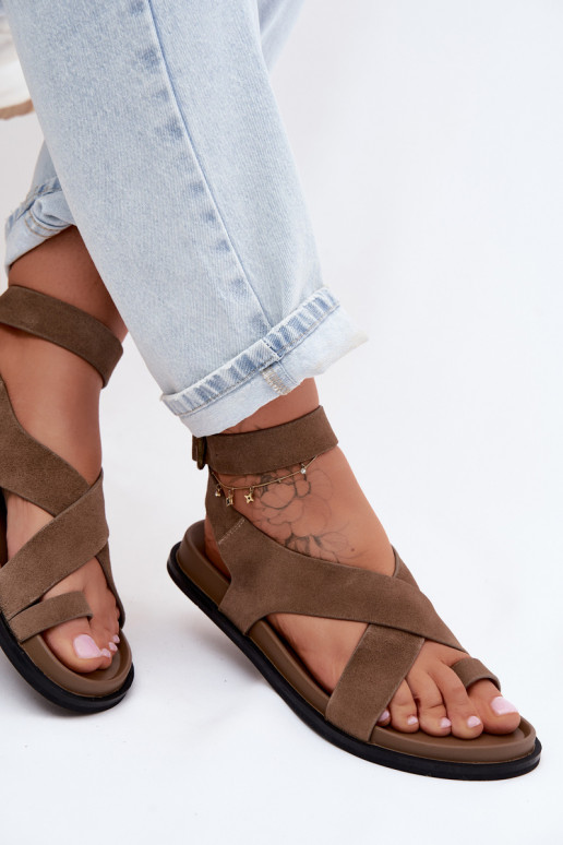 Flache SandalenErmöglichtturalnego aus INildlederu D&A CR61-3049 Beige