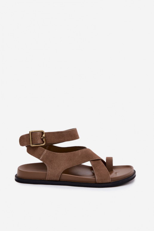 Platte sandalenOpturalnego van suèdeu D&A CR61-3049 beige