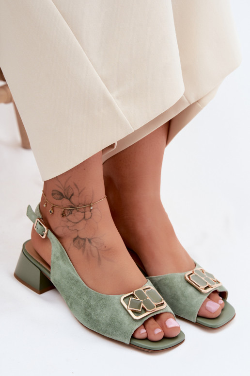 Sandales élégantes à talons en daim synthétique vert
