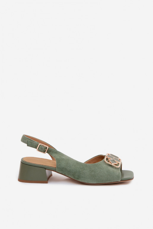 Sandales élégantes à talons en daim synthétique vert