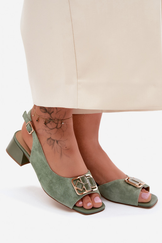 Sandales élégantes à talons en daim synthétique vert