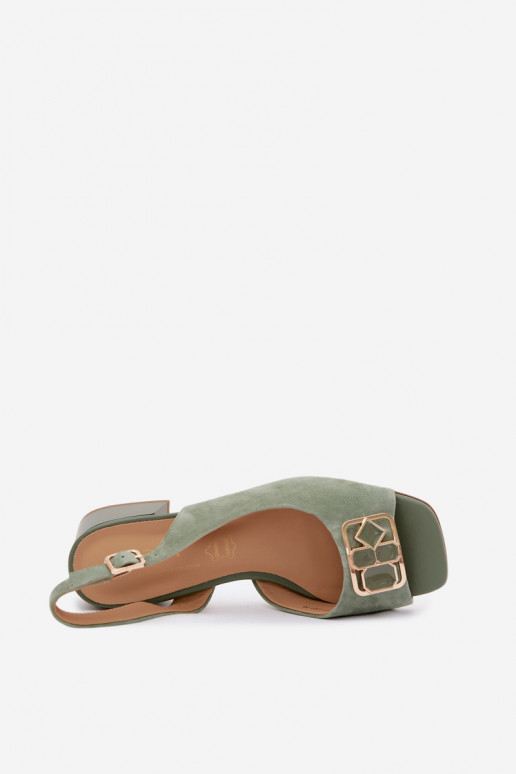 Elegante sandalen met hak in groene faux suede