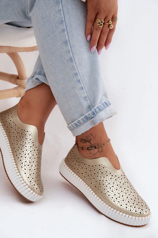 mit durchbrochenen Elementen Ein überzeugendes Stilvollll Schuhe mit einer Plattform goldene Farbe Glamma