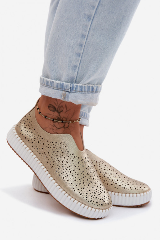 met elementen van opengeInerkt Persistent model schoenen met platform gouden kleur Glamma