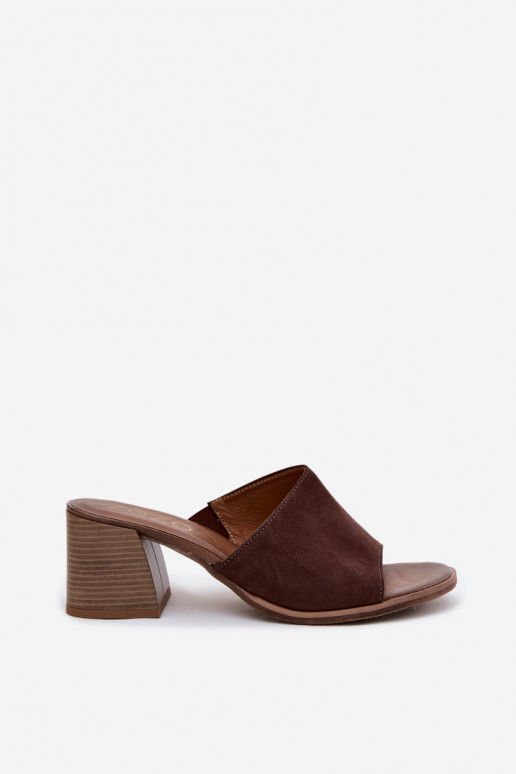 Peau Chaussons femme en daim avec des talons Zazoo 40519 CzekoladoÀe