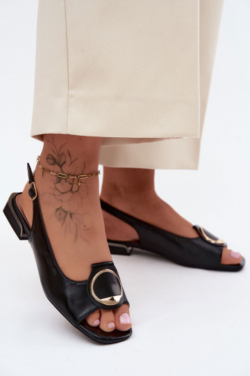 Sandales avec talons larges et ornements en noir Glima 2