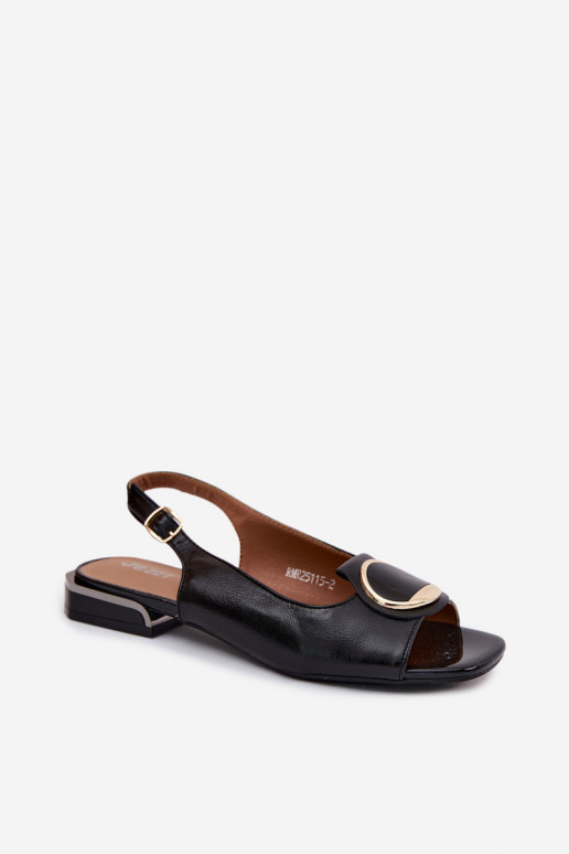 Sandalen mit breiten Absätzen und Ornamenten in Schwarz Glima