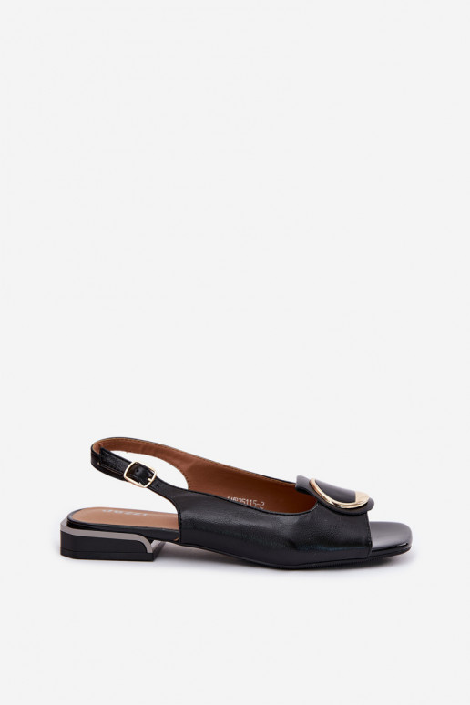 Sandalen met brede hakken en ornamenten in zwart Glima