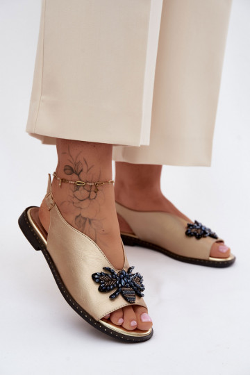 avec éclat Sandales pour femmes avec des ornements isocèle couleur dorée Russona 2