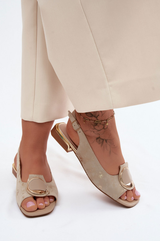 Sandalen met brede hakken en ornamenten in goud Glima