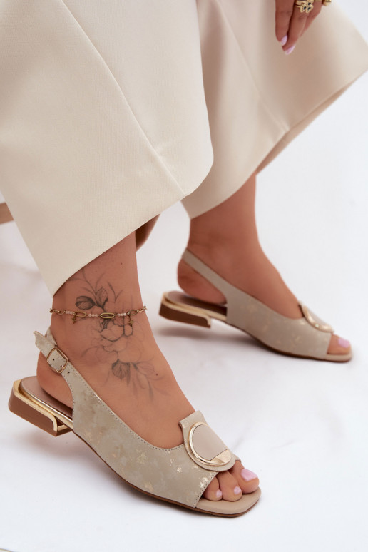 Sandalen mit breiten Absätzen und Ornamenten in Gold Glima