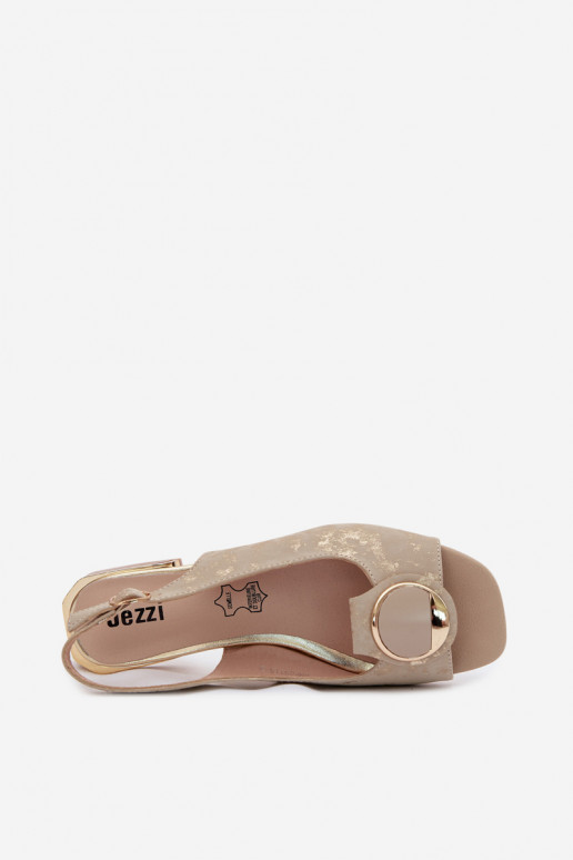 Dames sandalen met brede hakken met ornamenten gouden kleur Glima