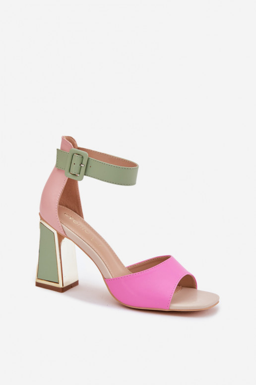 Eleganter Stil Damen High-Heels Sandalen in Rosa und Grün Rosazara