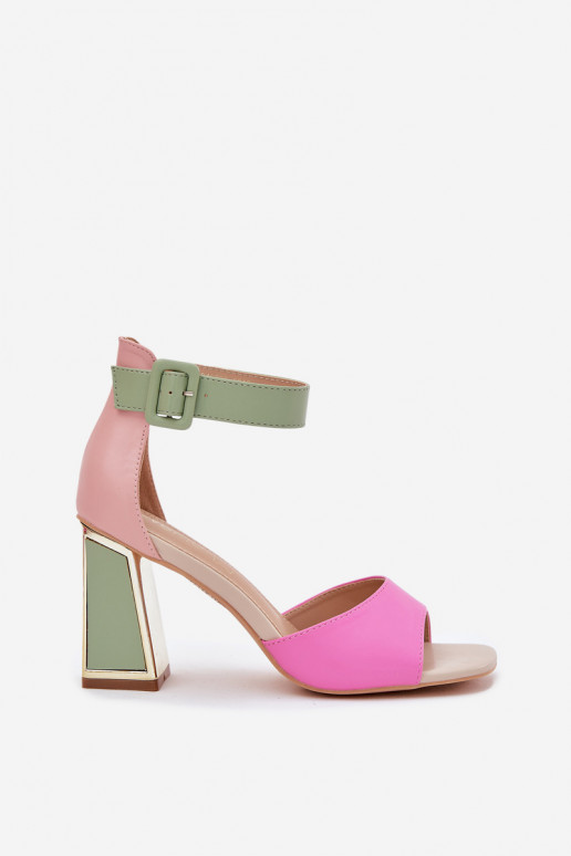 Eleganter Stil Damen High-Heels Sandalen in Rosa und Grün Rosazara