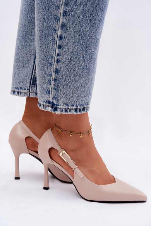 High Heels mit Ausschnitten und Schnallen Vinceza 62288 sandfarben